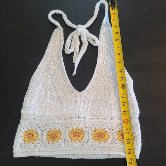 Hollister Crochet Sunflower Halter Top Swim Cover Beach Boho Festival Medium - Picture 4 of 7